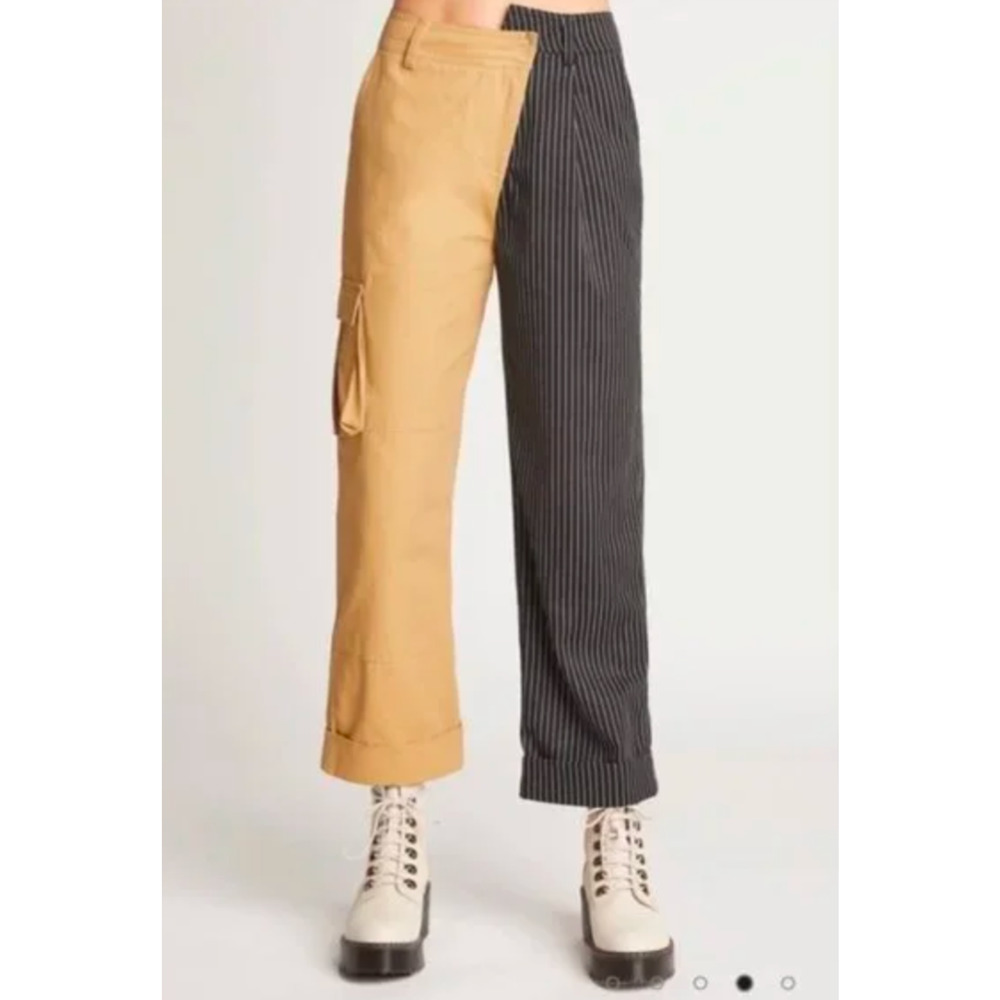 Choosy Khaki/Black Two Tone Pants Size 0 NWT